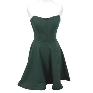 B. Darlin Forest Green Strapless Corset Bodice Skater Dress 4XGY330 Size 1/2